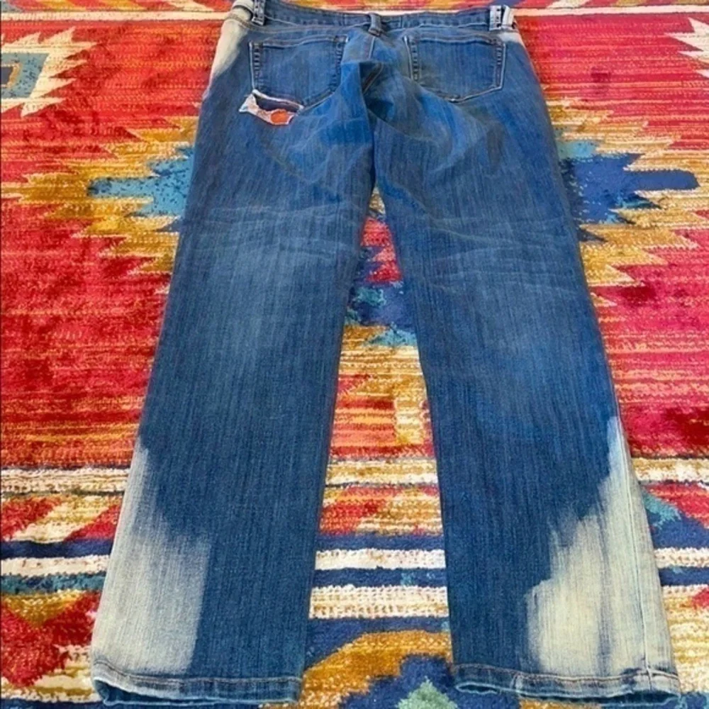 Free People Artisan De Luxe Patchwork Boho Distressed Acid Washed Denim Jeans